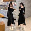 Early Autumn French Dress Children's Spring and Autumn New Waist Slim and Thin Irregular Inner Bottom Long Dress