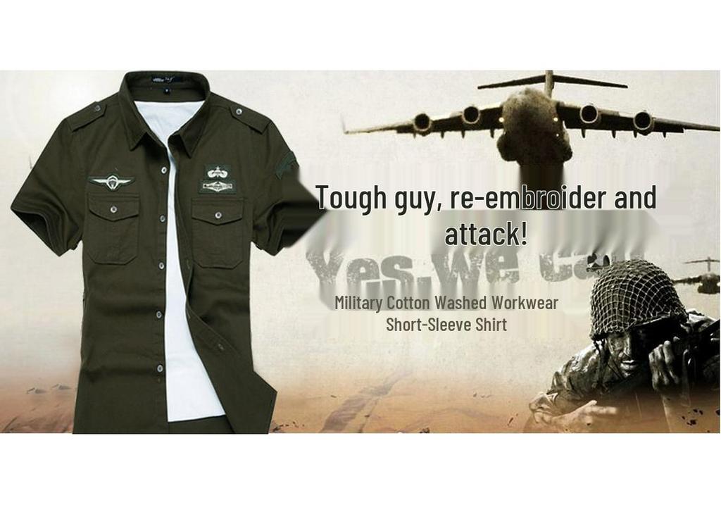 2018 Men's Outdoor Workwear Pure Cotton Epaulet Short Sleeve Shirt