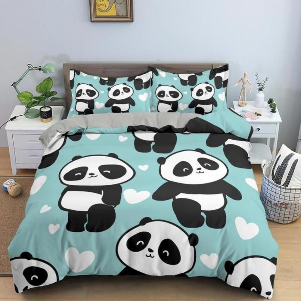 Cartoon Lovely China Panda Bedding Set White Bed Linen 3D Print Gift for Kids Girls Twin Single Queen King Size Duvet Cover Set