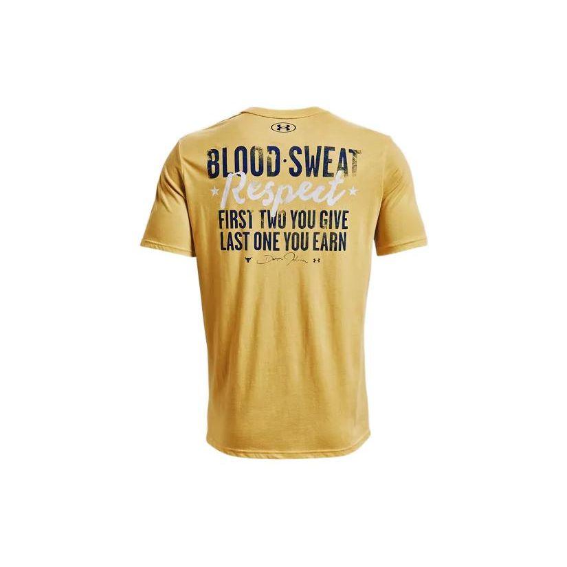 Under Armour Johnson Series Letter Print Short Sleeve T-Shirt Men tops Yellow 1370482-760