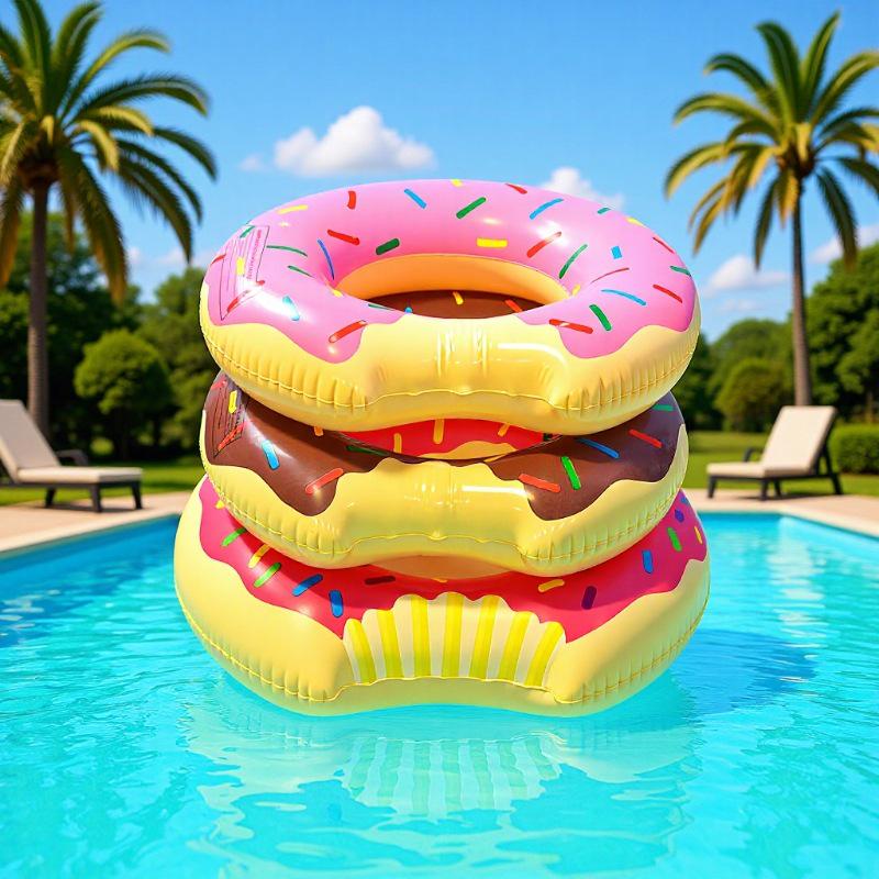 Children's Cartoon PVC Donut Swim Ring Lifebuoy for Water Parks