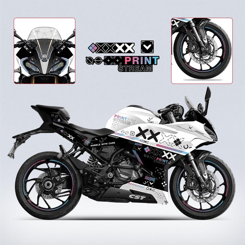 Pattern Printing Stickers Kits for Motorcycle Protection and Decoration, Used for CFMOTO 250SR 300SR 2022 2023, Various Styles