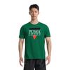PUMA T Shirts Men's Green Crew Neck Moderate Straight Fit (Unisex) T-Shirts 536913 96