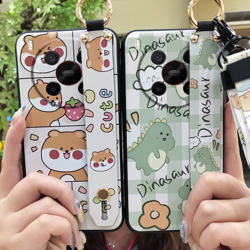 Cartoon Ring Phone Case For ZTE Blade V70 Max/Nubia V70 Max Shockproof Wristband Phone Holder Wrist Strap Silicone Cute