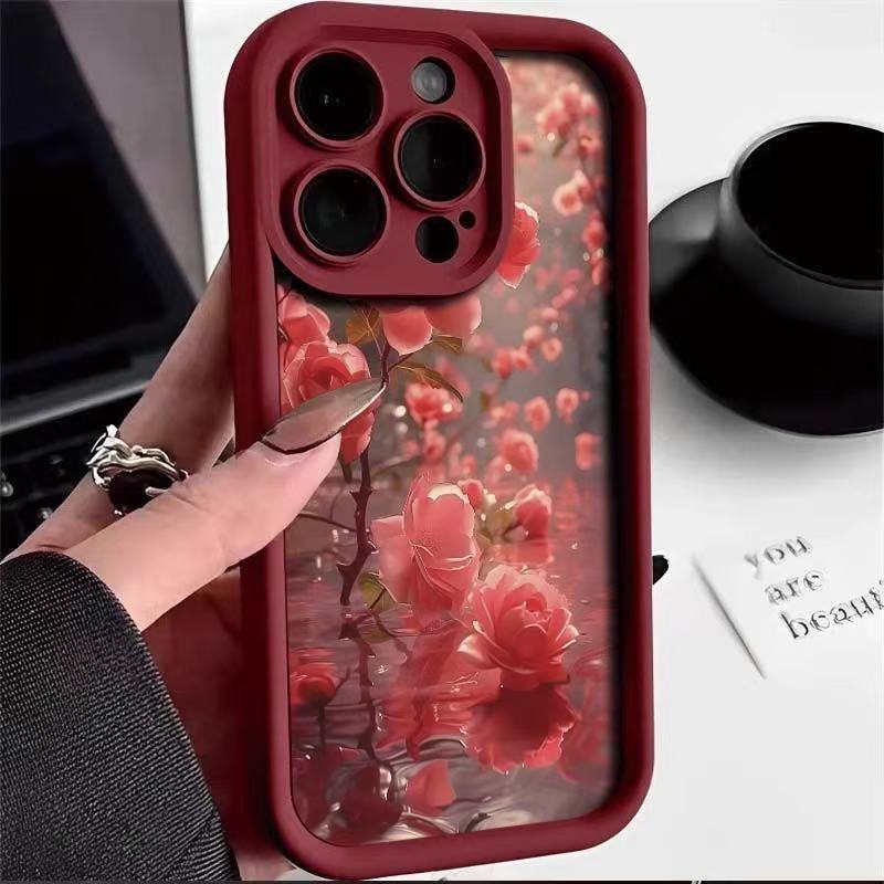 The new safflower is suitable for iphone16 mobile phone case Apple 15promax/14 Japan and Korea 13pro12 personality 11XR