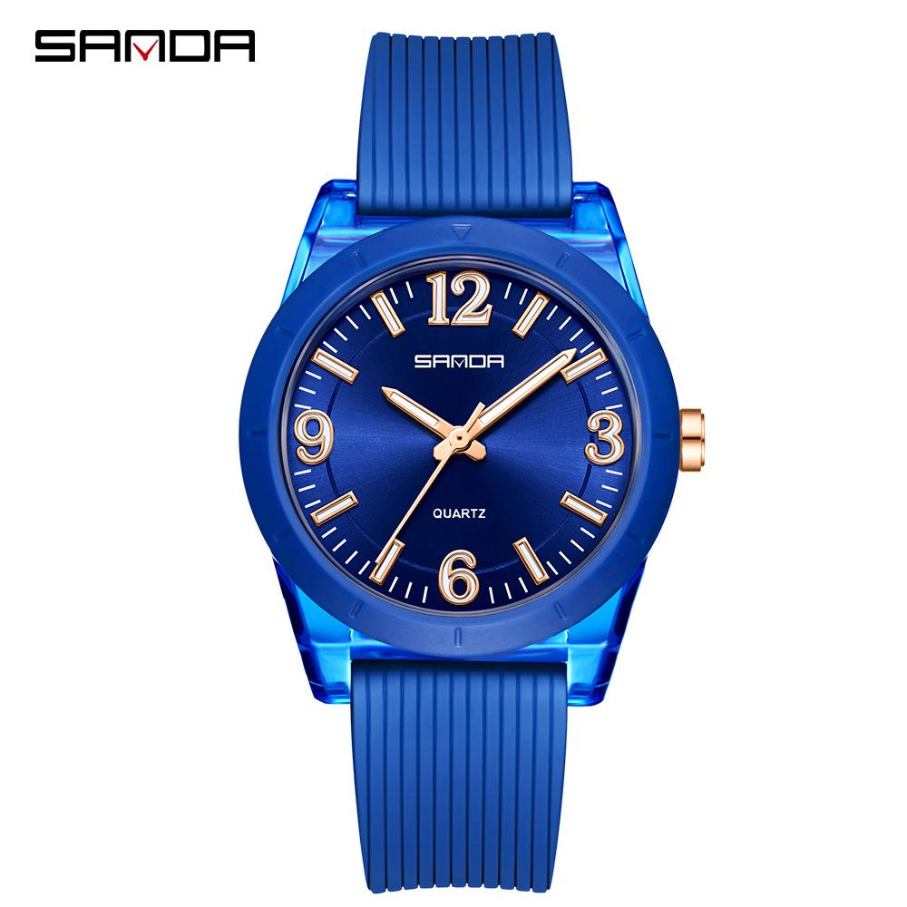 SANDA Top Brand 6277 Transparent Case Children's Quartz Watch Waterproof Night Light Leisure Student Quartz Watch