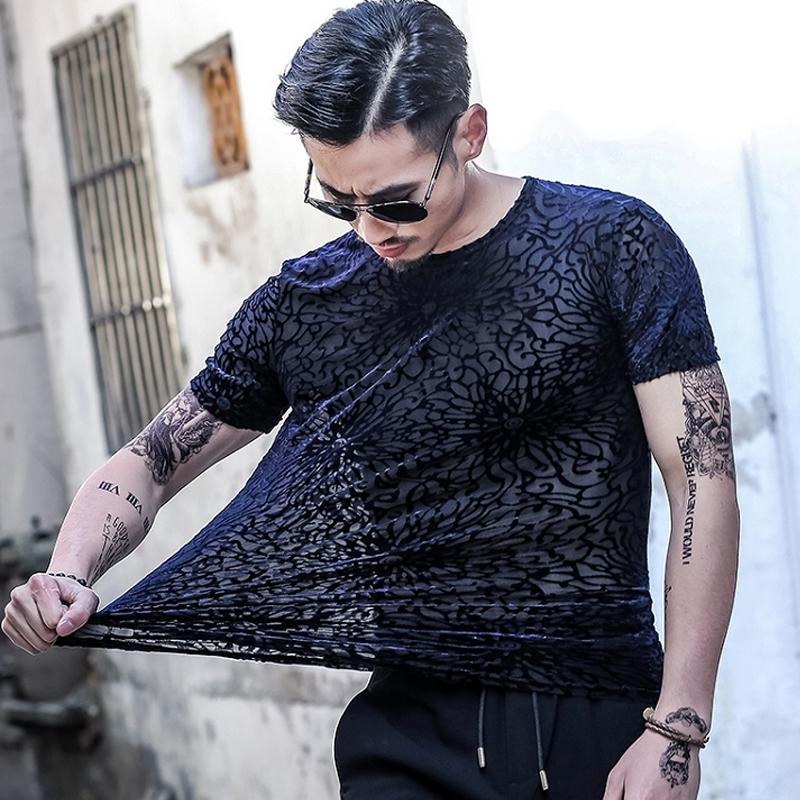 Stampa Moda Casual Larga Vintage T-shirt Pullover Colore Unico Semplicità Bello Abbigliamento Uomo Estate Sottile Girocollo