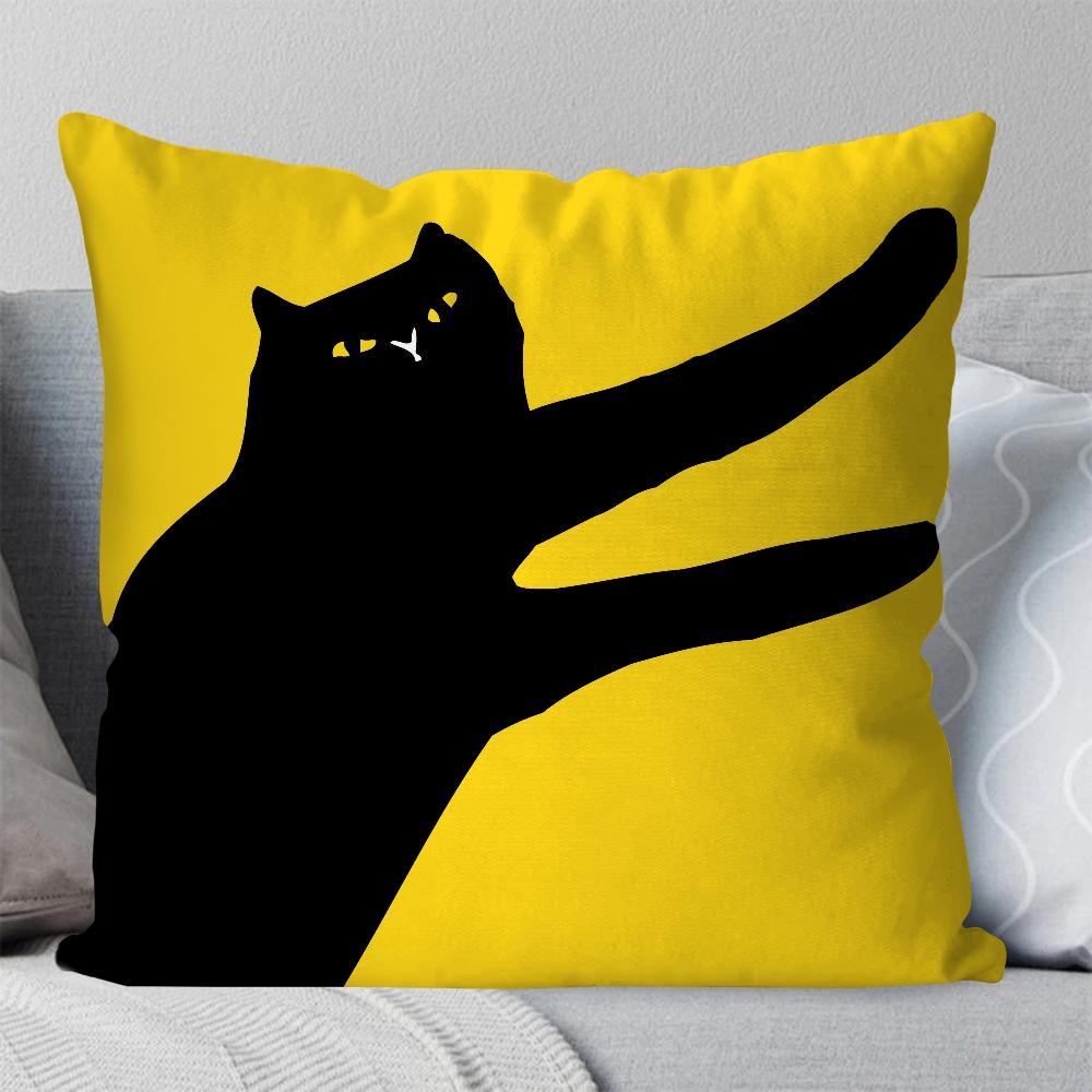 

Милая наволочка с черным котом, квадратная подушка, спальня, диван, подушка для отдыха и комфорта, автомобиль, гостиная, украшение для дома 40x40 16x16Inch