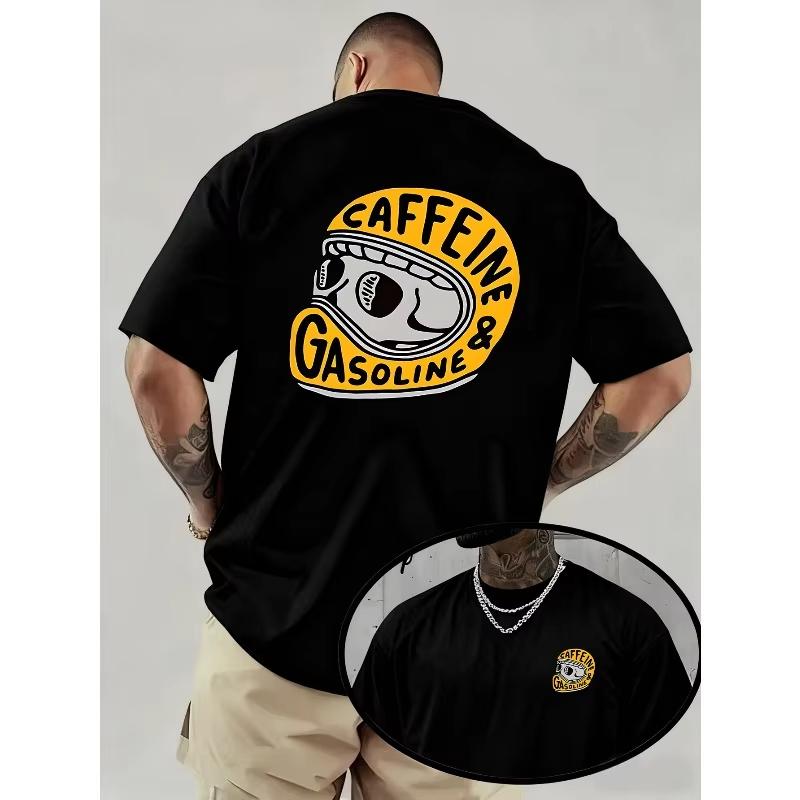 Caffeine Gasoline Pattern Casual Style T Shirt Unisexs Wounisex Tee Summer Novelty Oversized Retro Trendy Streetwear Casual Loose
