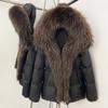 Women's winter winter new waist high-end fur thickened warm removable real fox fur collar hooded down jacket