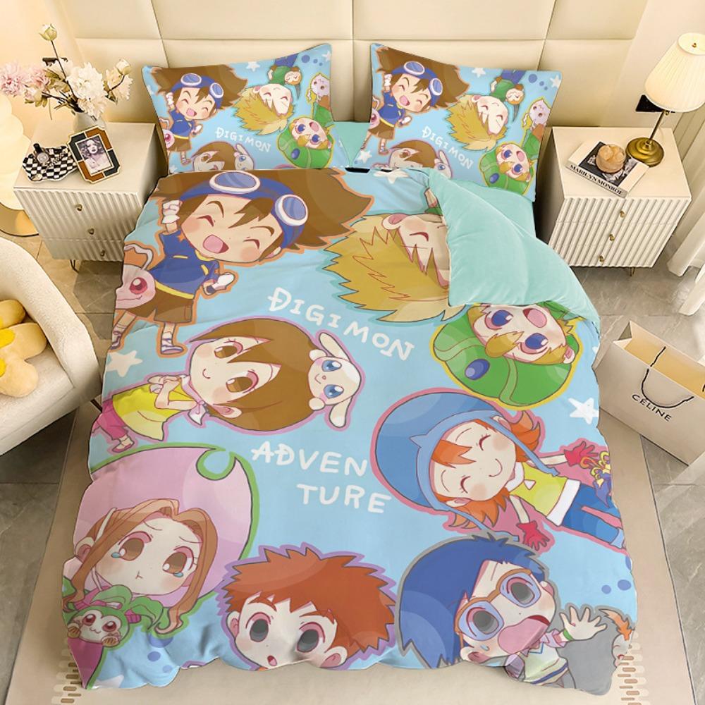 Anime Digital-monsters Bedding Set Digimon Duvet Cover and Pillowcases Unfilled Single Double Bed Adult Boy Girl Gift
