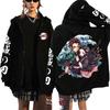 Fashion Anime Cartoon Demon Slayer Pattern Print Sweatshirt Men Women Fall Winter Casual Loose Harajuku Fleece Zipper Hoodie