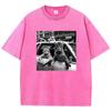 Streetwear Cat T Shirt Vintage Washed Cotton T-Shirt Hip Hop Graphic Tee Casual Streetwear Spring Summer