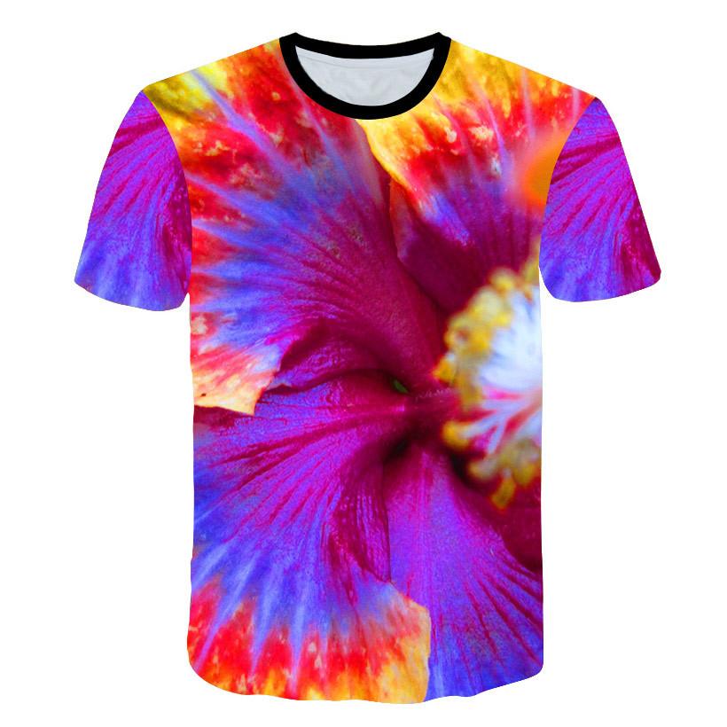 Unisex Plant, Flower & Leaf Print T-Shirt - Crew Neck, Short Sleeve & Breathable