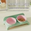 Double Bowls Cat Food Water Bowl Non-Slip Anti-flip Pet Water Feeder Container with Stand 15 ° Slant Cat Dog Dual-use Bowl