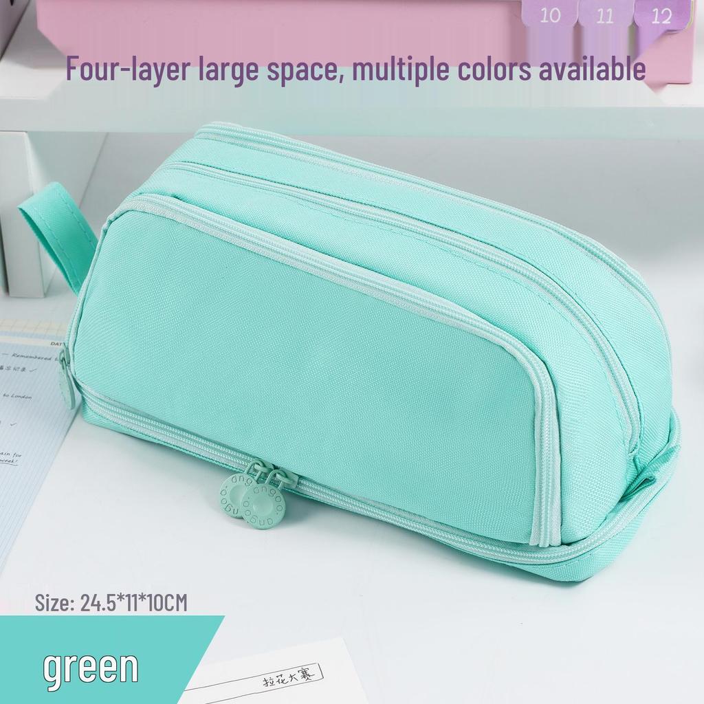 Multicolor Macaron Double Window Pencil Case – Stylish and Multifunctional Stationery Bag for Students