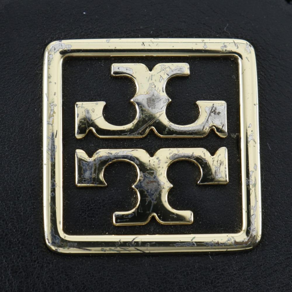 Tory Burch logo Shoulder Bag 2-way clutch black Calfskin Women Used