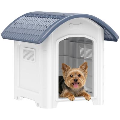 Outdoor Dog Kennel, Plastic Dog House with Removable Floor, Waterproof Roof, Raised Floor, 71 X 60 X 63 Cm