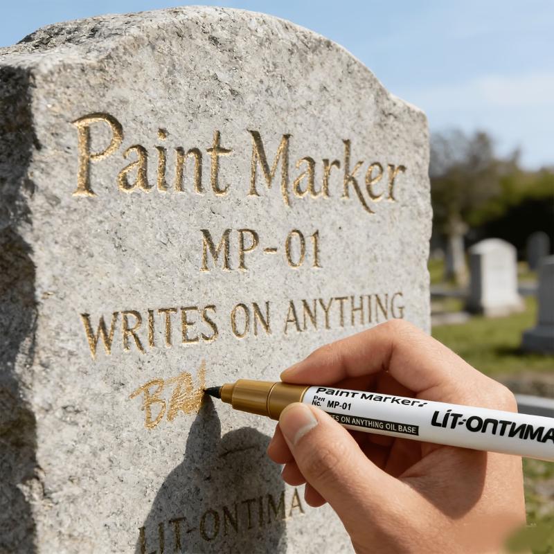 Tombstone Marker Pen Inscription Restoration Pen Oil Based Quick Dry Weatherproof Touch Up Paint Pen For Granite & Marble