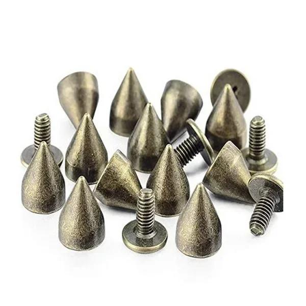 1 pc Screw Bottom Cone Nail | Gold and Silver Decorative Nail Suitable for Leather Handicrafts, Clothing, Shoes and Bags