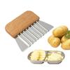 Potato Chipper Stainless Steel Wavy Blade Potato Crinkle Cutter Wooden Handle Cutting Tool (BPA Free, No FDA)