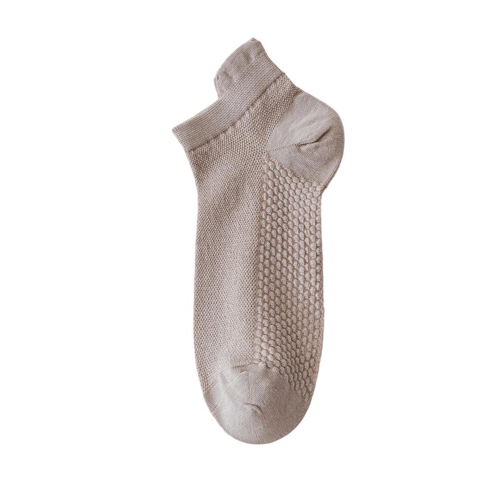 Men's Low Cut Ankle Socks Breathable Mesh Fabric Odor Resistant Moisture Wicking Non Slip Massage Sole Ear Loop Design