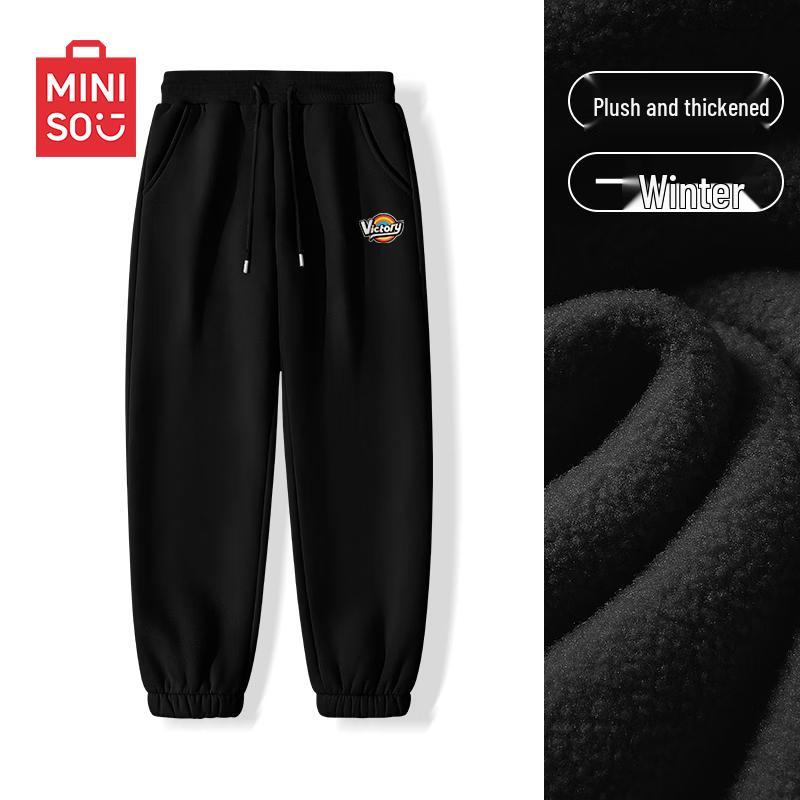 MINISO Men s Fleece-Lined Casual Jogger Pants L