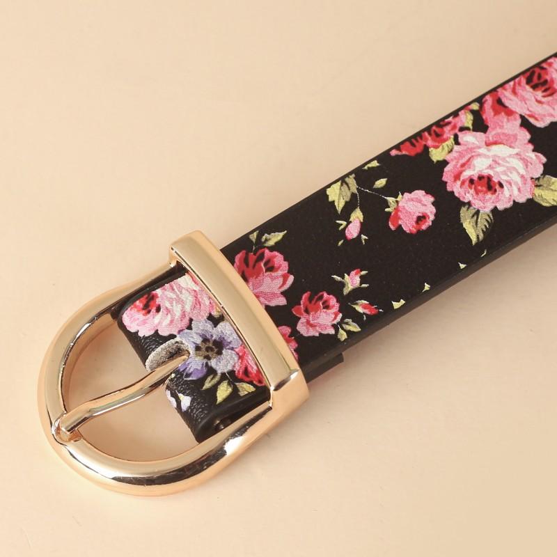A Simple and Casual Belt with A Pin Buckle On The Lips and A Trendy Printed Fashion Strap, 2.4cm