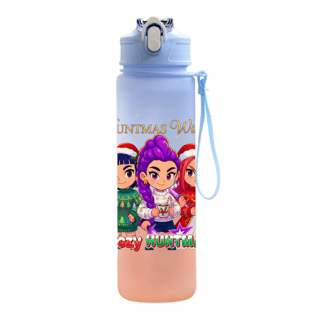 750Ml Water Bottle Anime Christmas K-Pop Demon Hunters Printed Large Capacity Drinking Cup Portable Outdoor Sports Water Cup Children Kid Gift