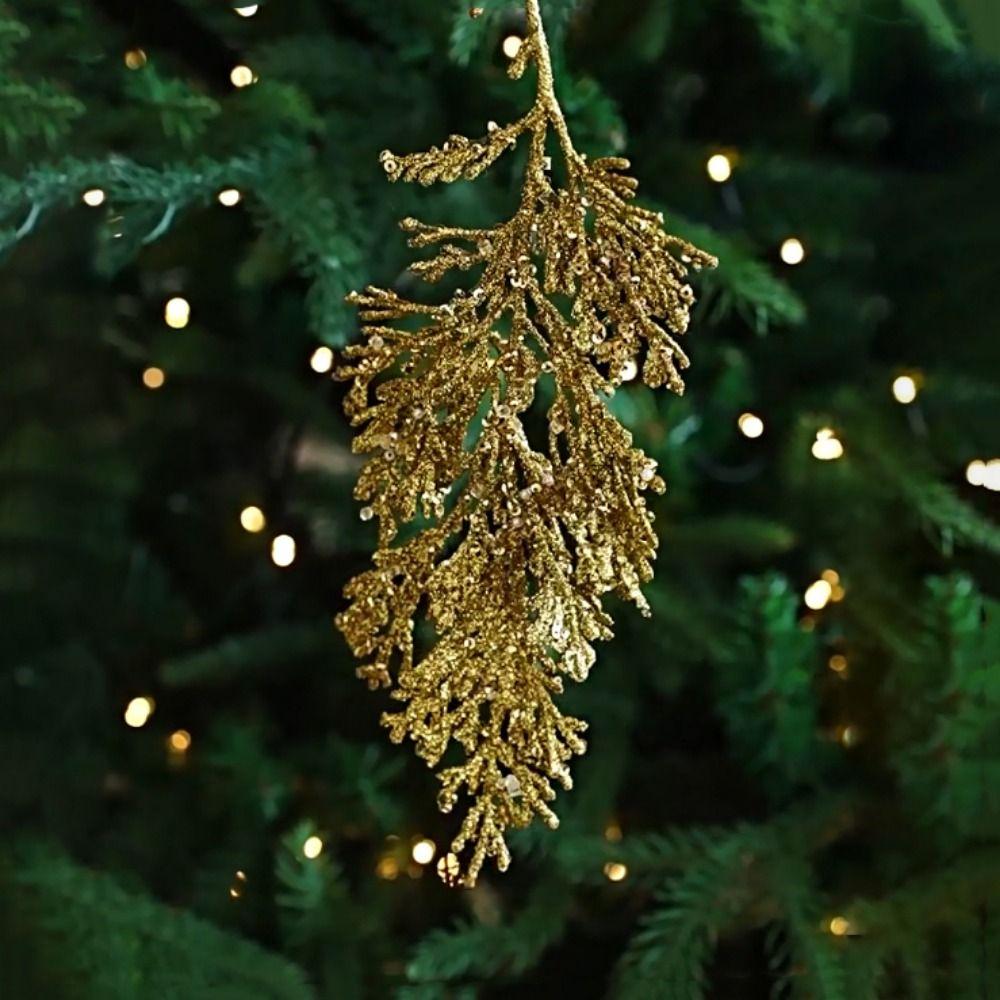 Plastic Cypress Leaves Pendant Simulation Christmas Ornament  Christmas Day
