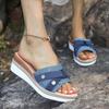 Women Slippers 2025 Summer New Fashion Elegant Cloth Shoes for Women Wedge Peep Toe Platform Slippers Ladies Zapatos De Mujer