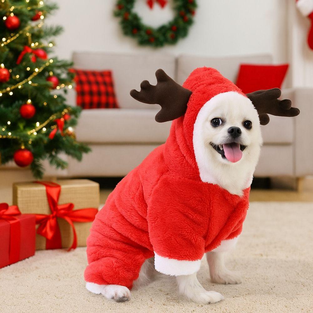 Cartoon Christmas Dog Costume Warm Pet Cosplay Clothes Pet Supplies Cat Jumpsuits  Winter