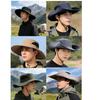 Summer New Large-Brim Solid Color Fisherman Hat Outdoor Mountaineering Hat Fashion Windproof Rope Fishing Hat Casual Sun Hat