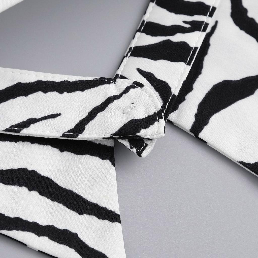 Black White Striped Faux Collar Decorative False Lapel Detachable Blouse Collar for Women Men Half Shirt Accessories