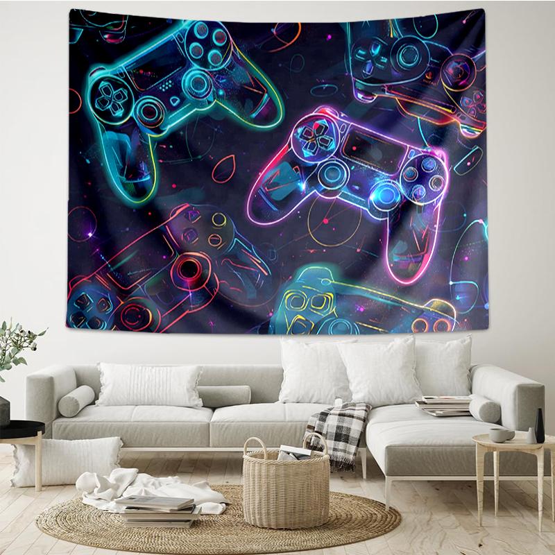 Game-Controller Print Tapestry, Backdrop, Easy Setup, Ideal for Bedroom, Office & Living Room, with Aesthetic Wall Hanging Decor.