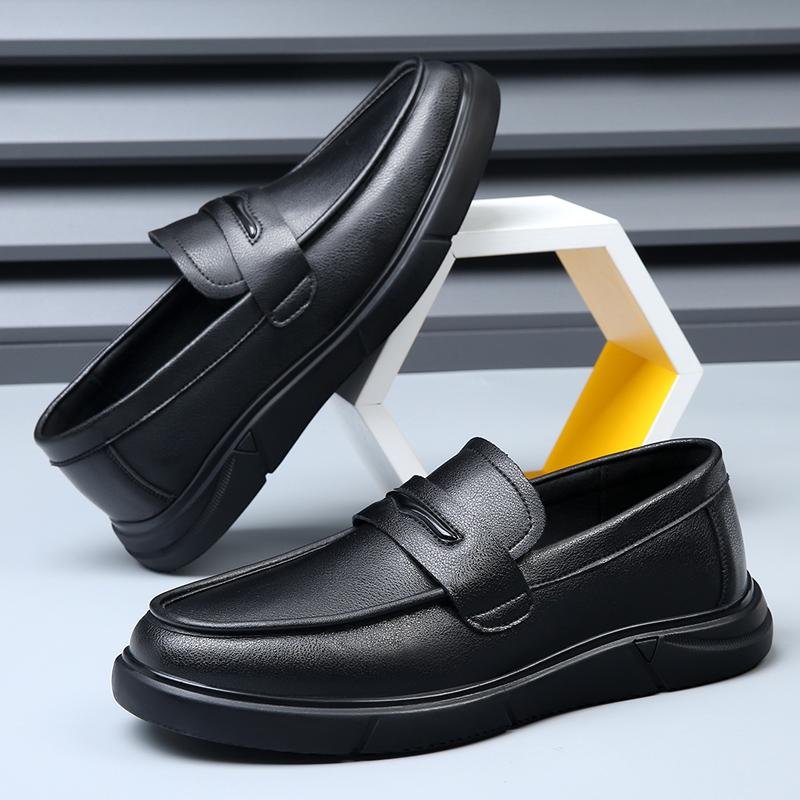 Handmade Leather Men's Casual Shoes Comfortable Slip on Business Affairs Loafers Genuine Leather Flats Moccasins Walking Shoes