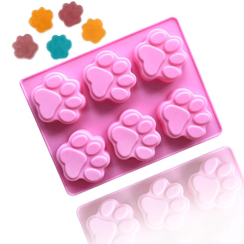Dog Paw Bone Mold Pet Frozen Treats Silicone Mould Puppy Cat Print Treat Moldes De Silicona Baking Accessories Cupcake Topper