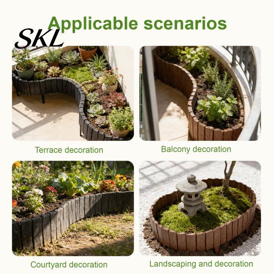 No Dig Garden Border Edging Border, 5.91Ft 7.87Ft 11.81Ft Plastic Flexible Lawn Wood Retro Look, Panels for Flower Beds Lawns Landscape