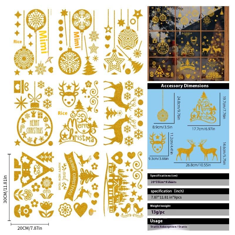 Santa Claus Christmas Ornaments Static Stickers Window Grilles Scene Arrangement Glass Doors Stickers Windows