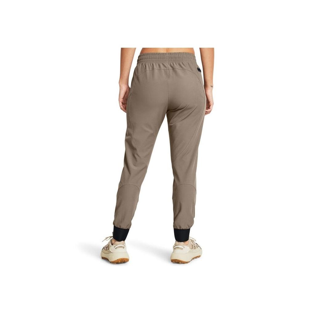 Under Armour Unstoppable Solid Color Elastic Waist Training Tapered Knit Pants Women pants Brown 1376926-200