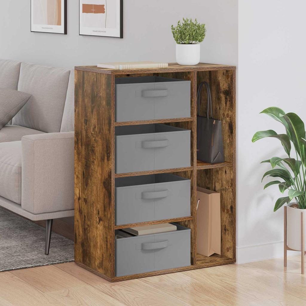 Sideboard with Drawers Smoked Oak 60 x 33.5 x 84 cm