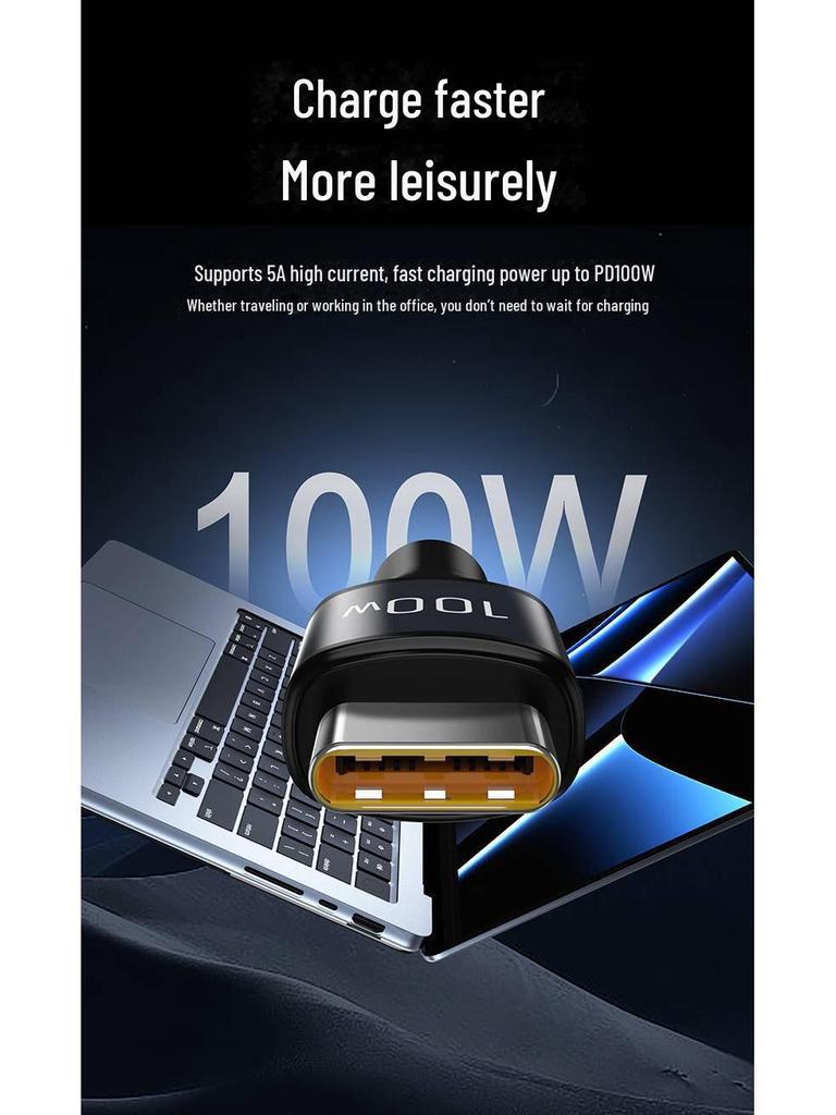 PISEN 100W Dual-Head Type-C Male-to-Male Fast Charging Data Cable for MacBook Pro