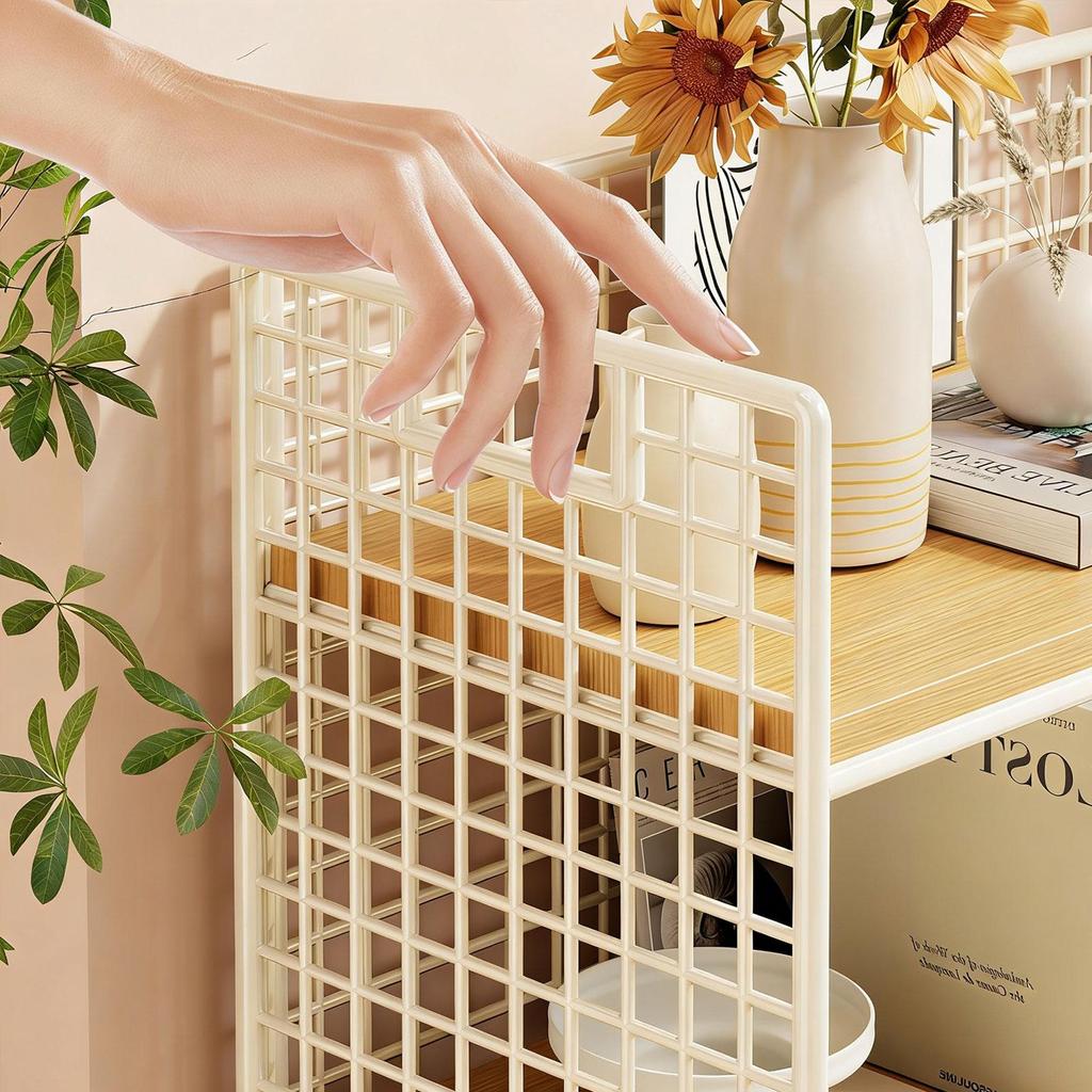 Multifunctional Rustic Wooden Desk Storage Shelf for Bedroom