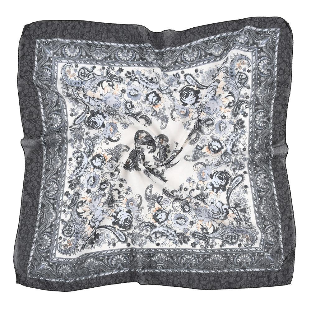 70*70 см женский квадратный платок-бандана с русским цветочным принтом, повязка на голову, шарфы чёрный