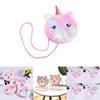 Trendy Big Eyed Unicorn Plush Crossbody Bag Stylish Round Shoulder Pouch