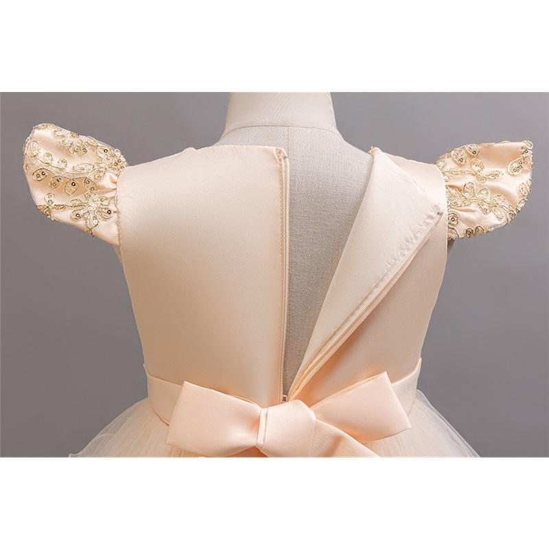 Kinder-Prinzessinnenkleid, Aufführungskostüm, Mädchen-Pailletten-Tüll-Spitzenkleid