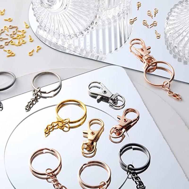 350Pieces/set for Key Chain Rings Kit Screw Eye Pins Jump Ring Split for Key Chain Ring Parts for Crafts and Jewelry Mak