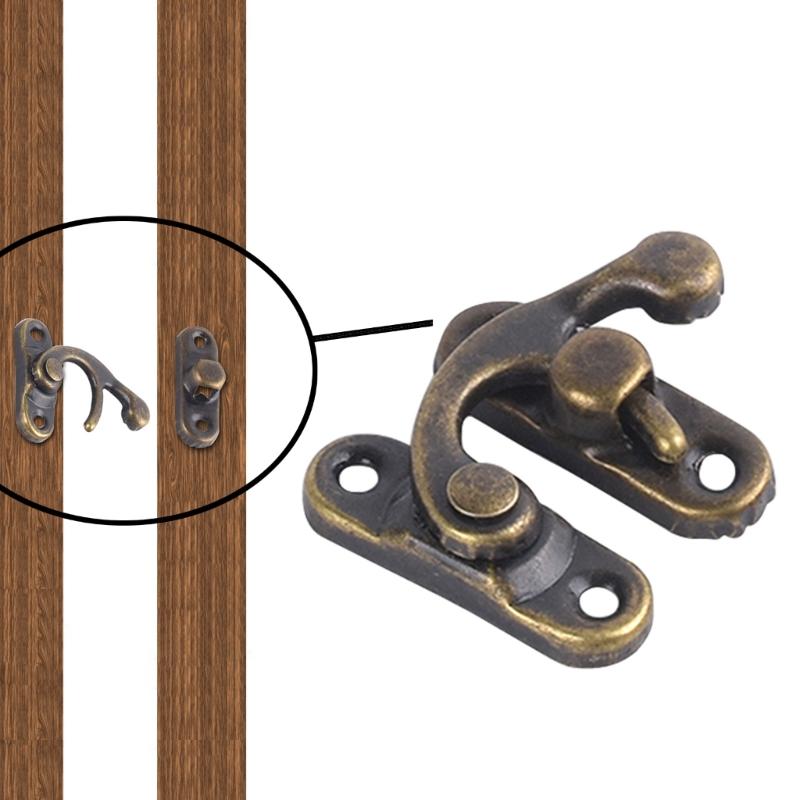 Bronze Mini Swing Arm Clasp for Latch Vintage Style Right Toggle Hasp Hook Metal Catch Curved Buckle for Jewelry Box Too