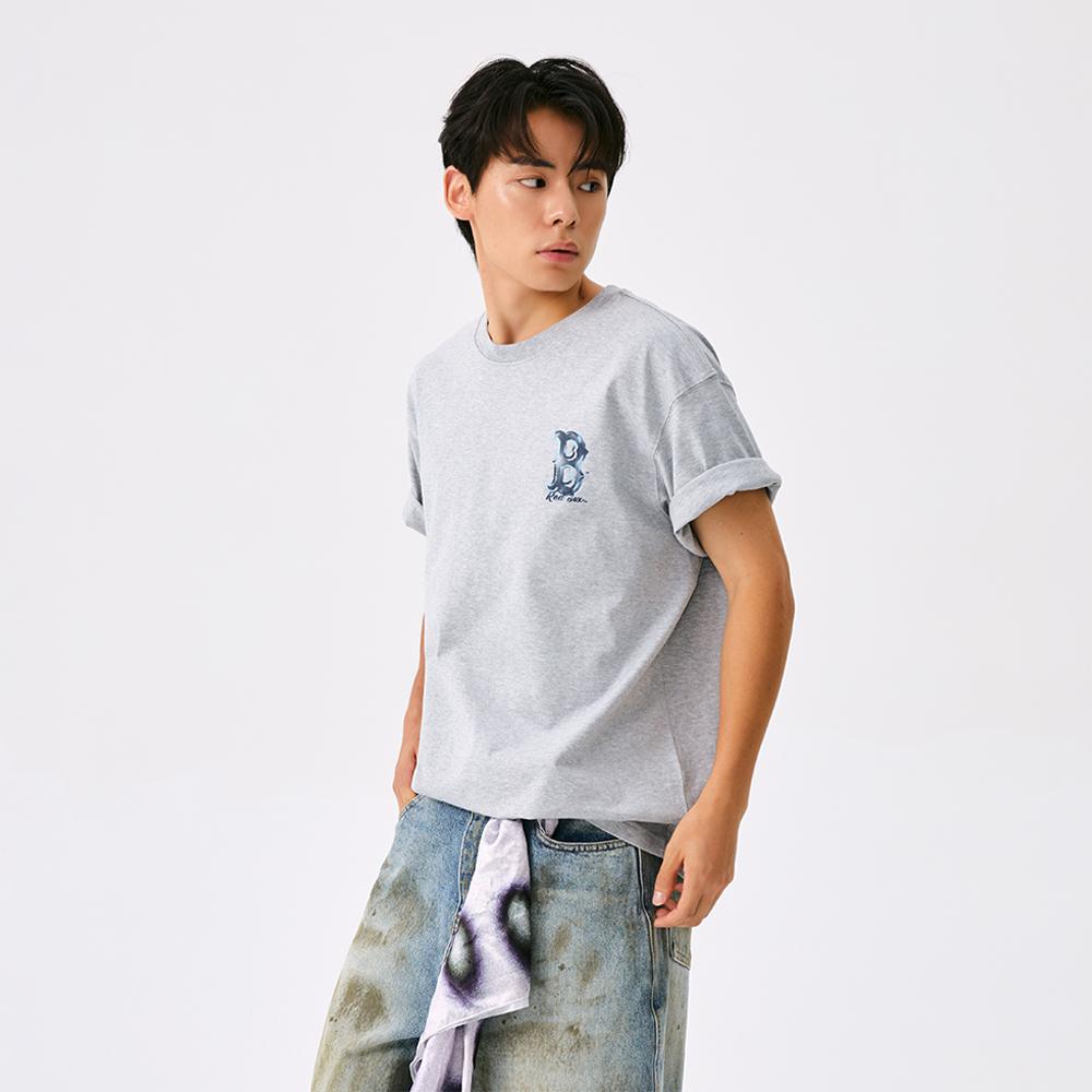 New MLB Basic Collection Basic Boston Red Sox FW25 T Shirt Unisex Standard Heather Gray 3ATSB1654-43MGS