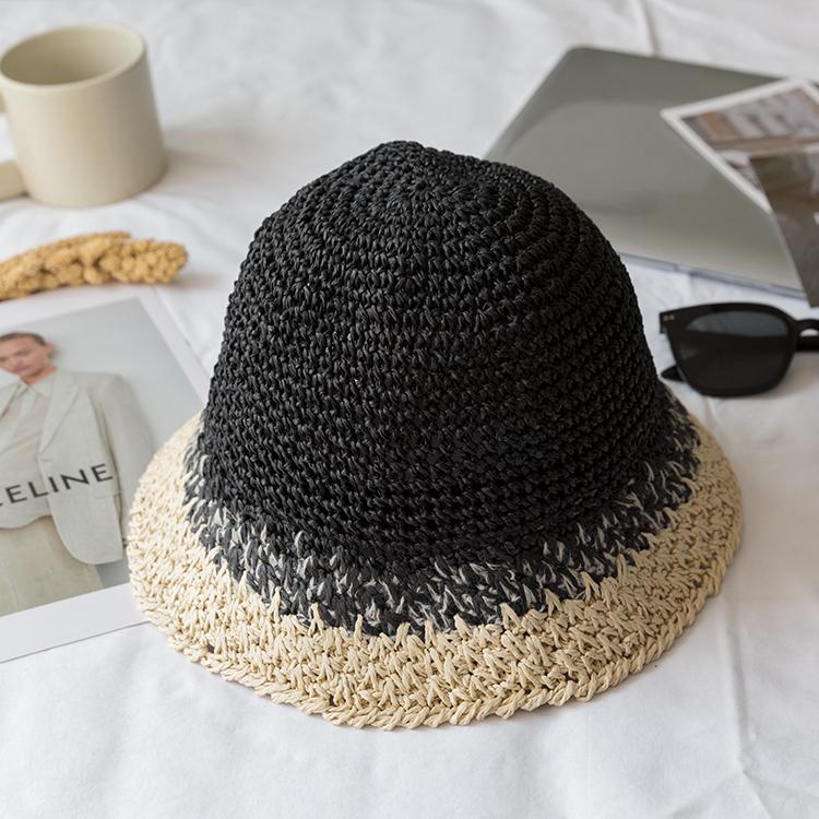 

Постепенно меняющая цвет соломенная шляпа женская летняя дышащая маленькая шляпа-ведро для отпуска, солнцезащитная шляпа от солнца average size (55-58cm) чёрный